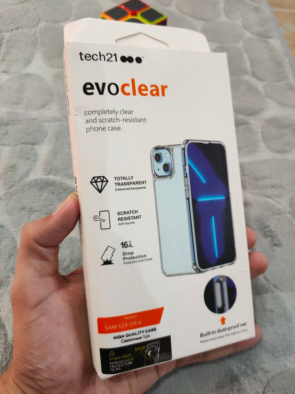 Samsung S23 Ultra Tech21 Evo Clear Dust Proof Net Shockproof Bumper Back Case
