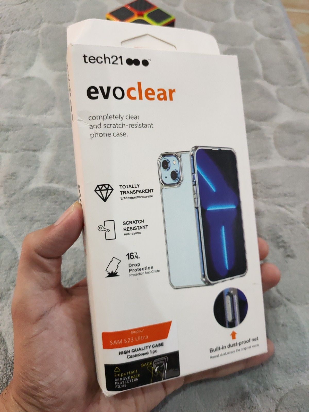 Samsung S23 Ultra Tech21 Evo Clear Dust Proof Net Shockproof Bumper Back Case