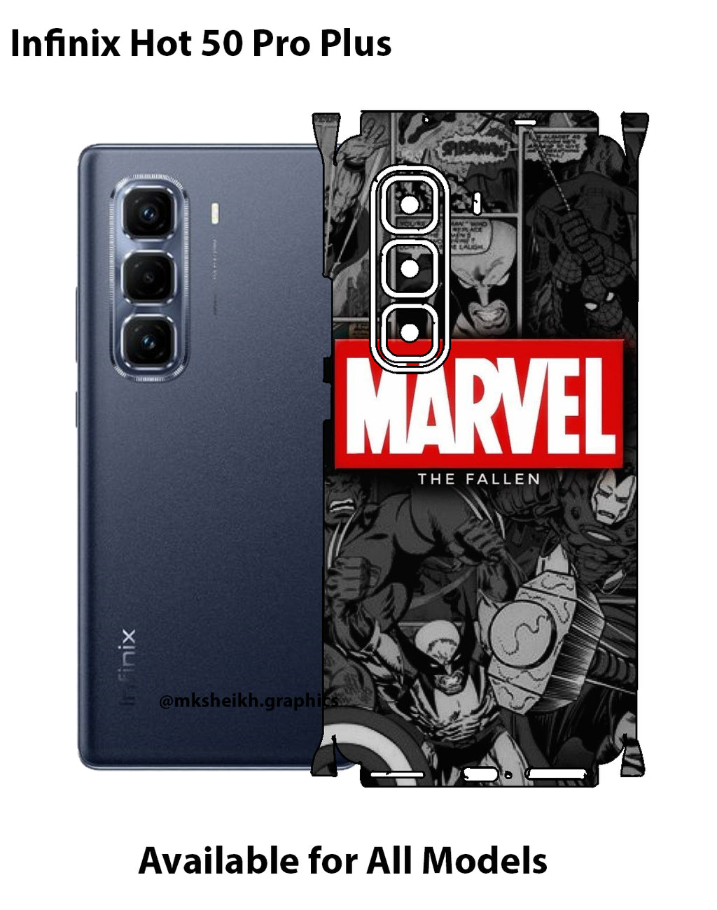 Infinix Hot 50 Pro Plus Marvel Design Full Body Skin Wrap