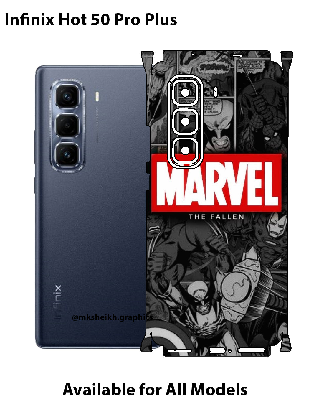 Infinix Hot 50 Pro Plus Marvel Design Full Body Skin Wrap