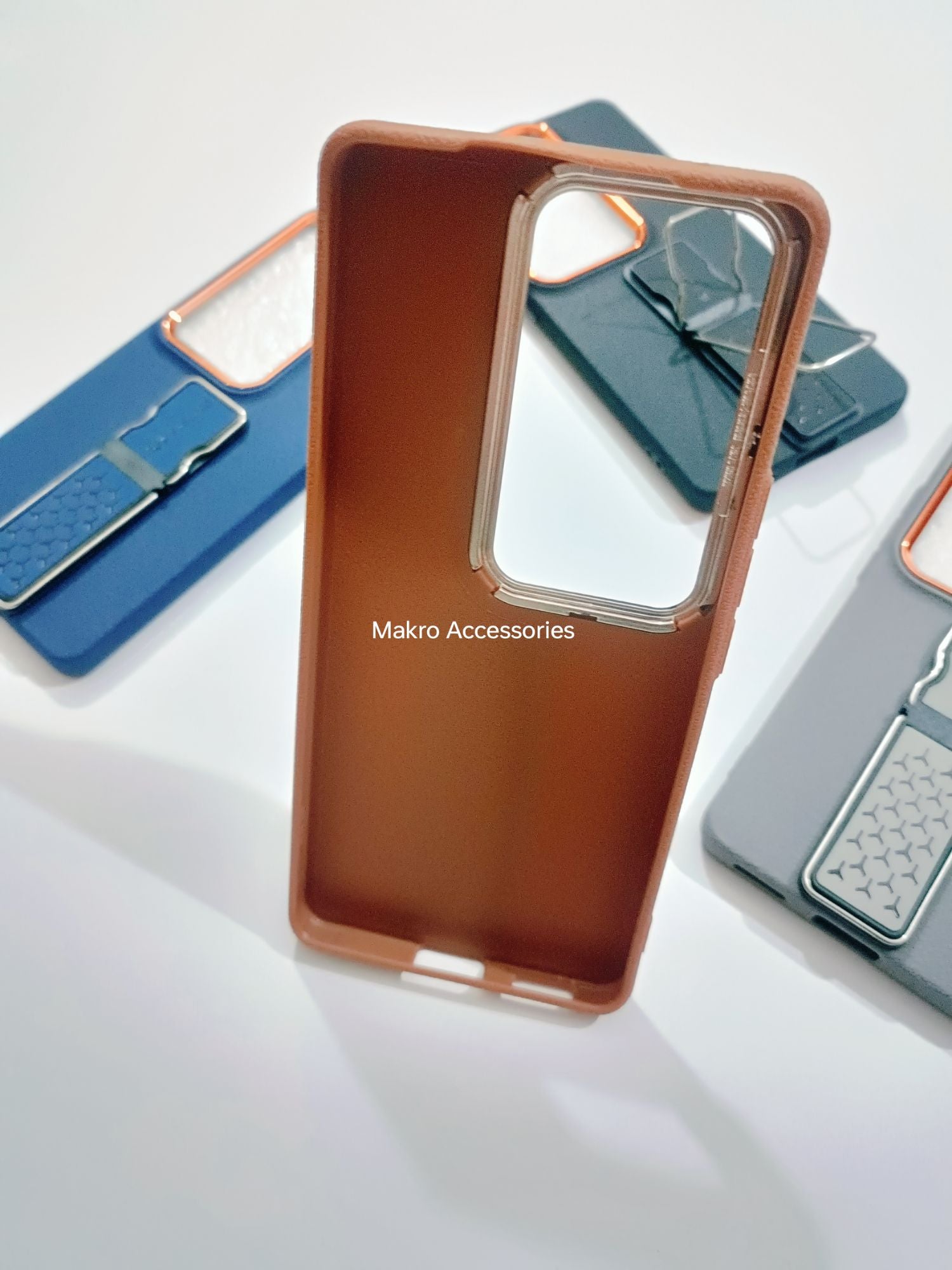 Vivo V40E Soft Silicone Leather Tecture Design Kickstand Back cover