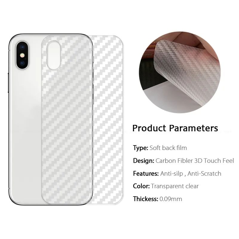 Apple iPhone X Carbon Fiber Pattern Transparent Anti Slip Back Sheet