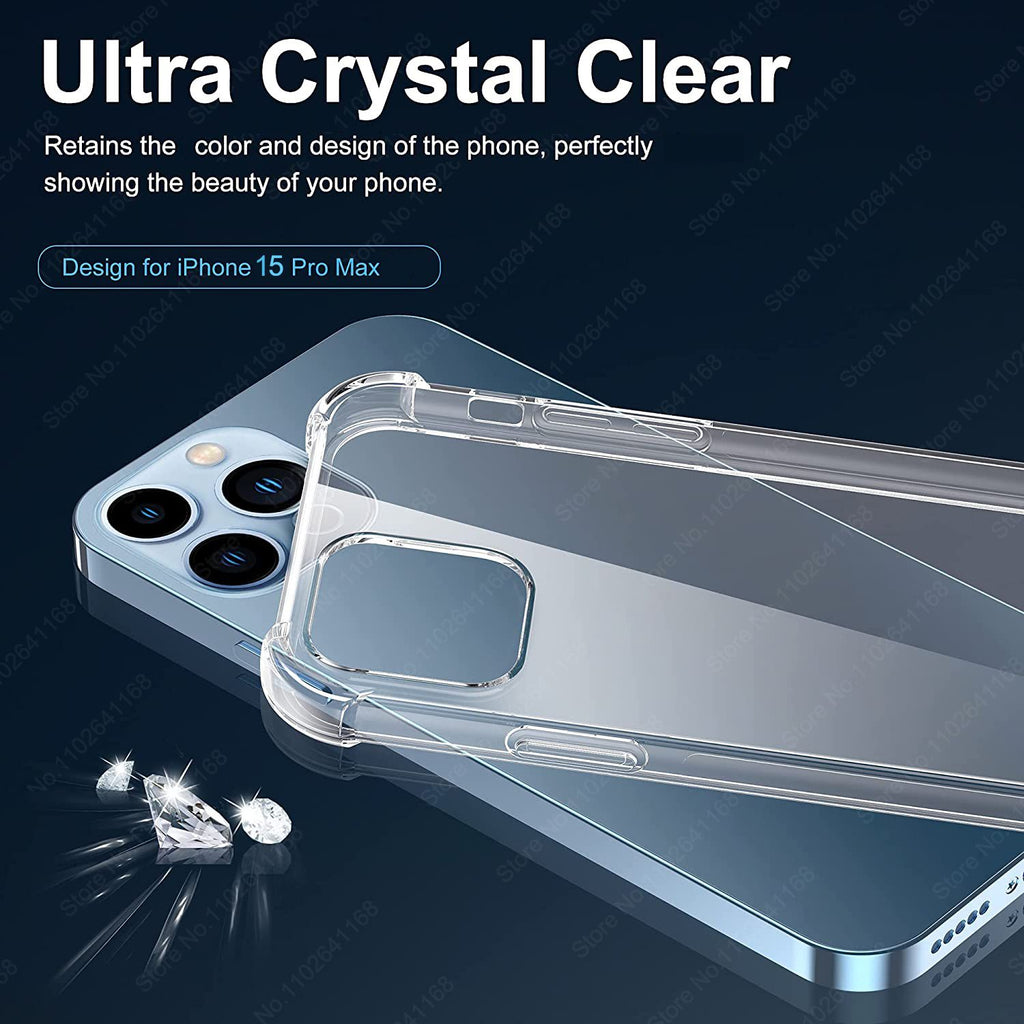 iPhone 15 Pro Soft TPU Clear Corner Protection Back Cover