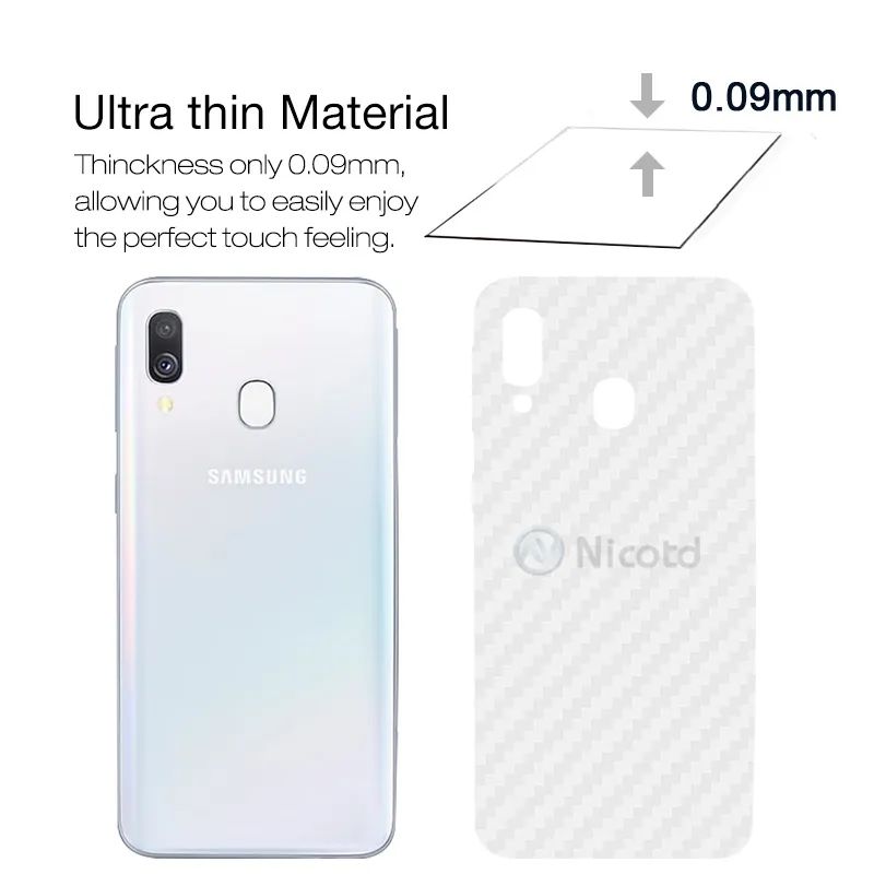 Samsung A10s Carbon Fiber Back Anti Fingerprint Sheet Skin Wrap Transparent