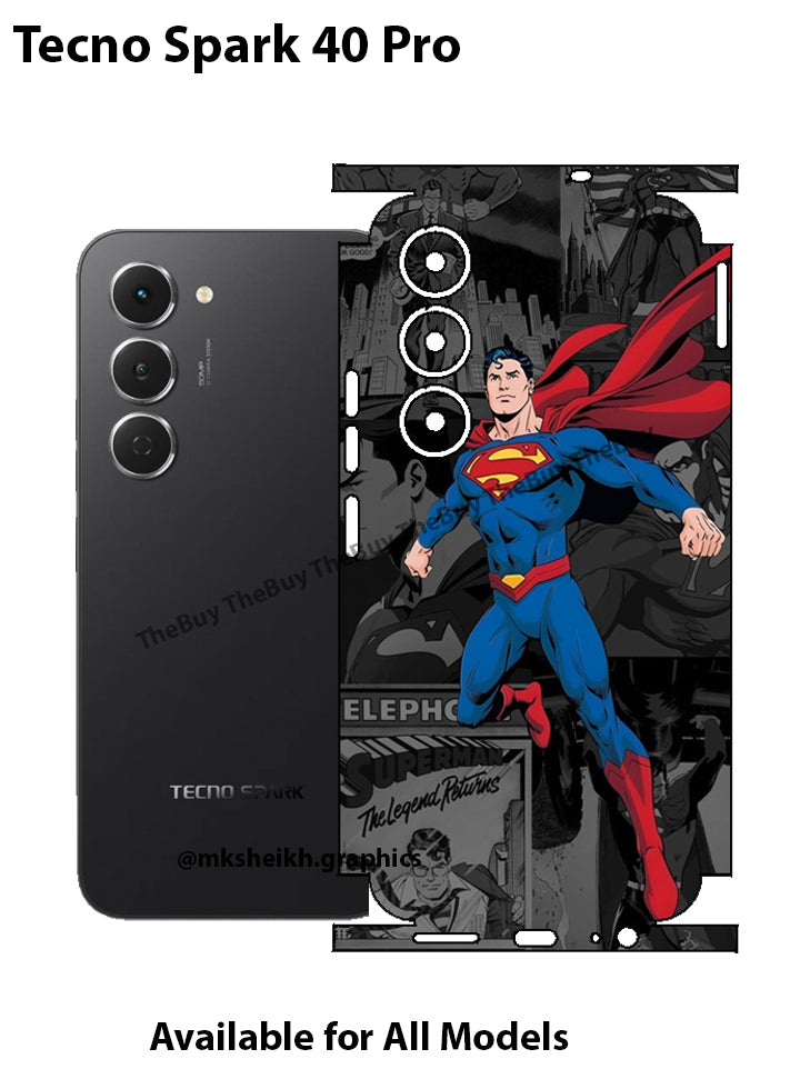 Tecno Spark 40 Pro Super Spiderman/Superman/Batman Full Body Skin Wrap