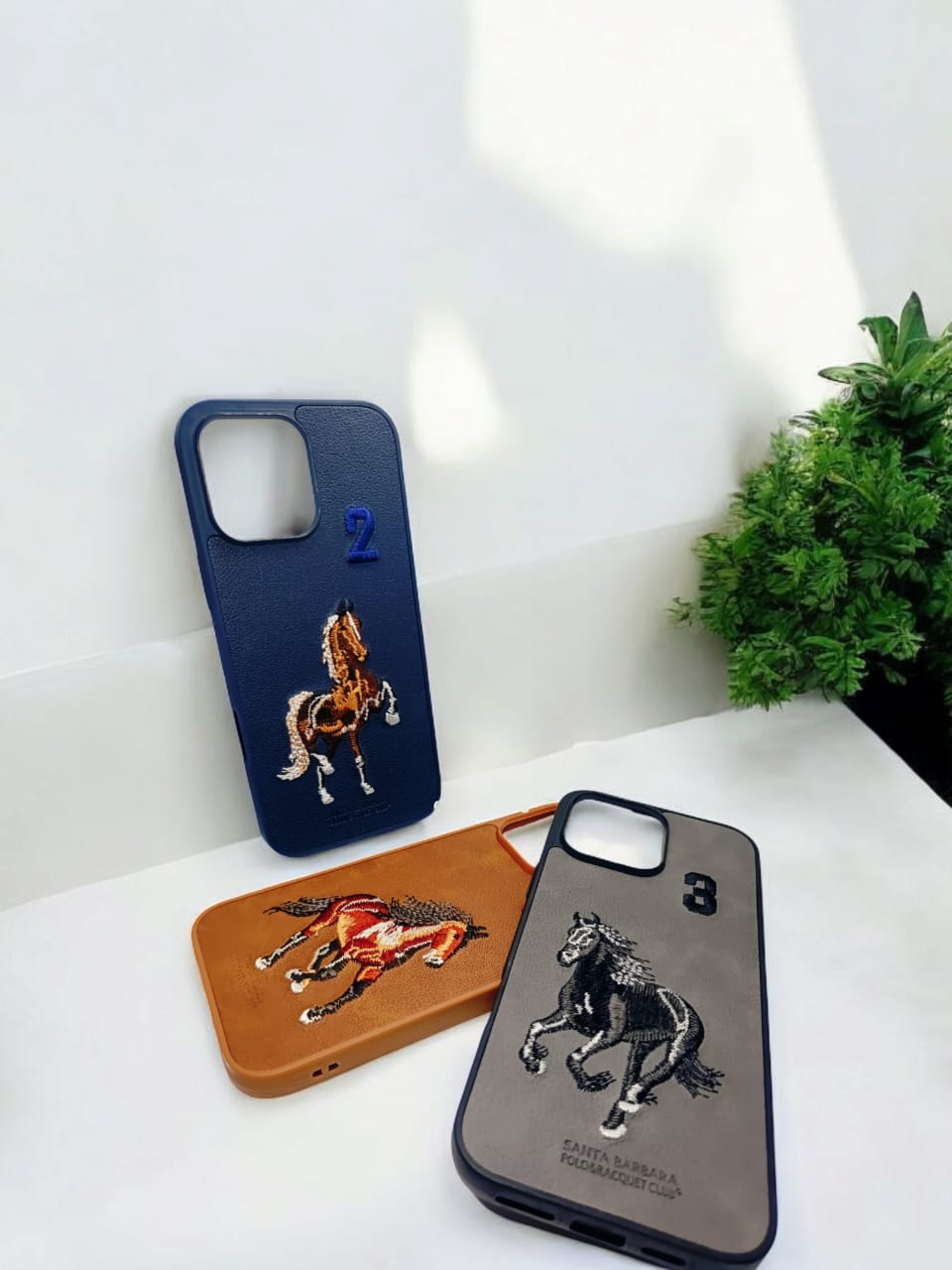 iPhone 16 Pro Max PU Premium Quality Embroidery Polo Design Back cover