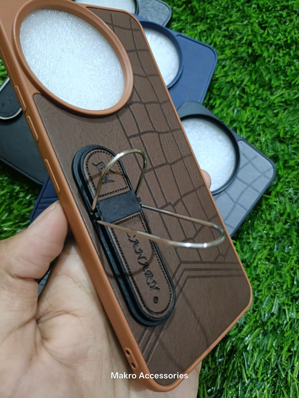 Tecno Spark 30 Pro Soft Silicone Leather Design Dual Kickstand Back Cover