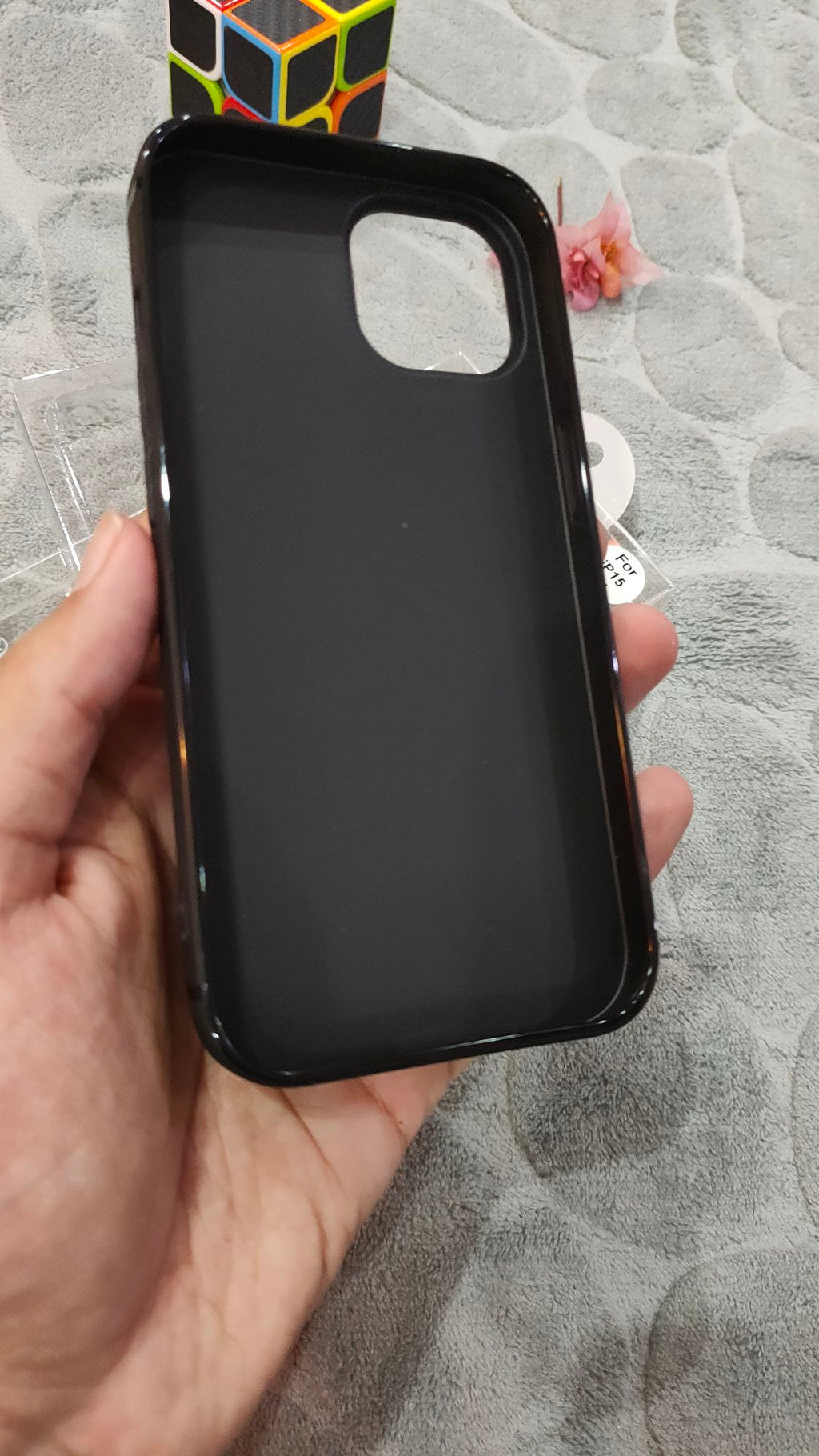 EOURO iPhone 15 6.1 Matte Black Camera Protection Silicone Case
