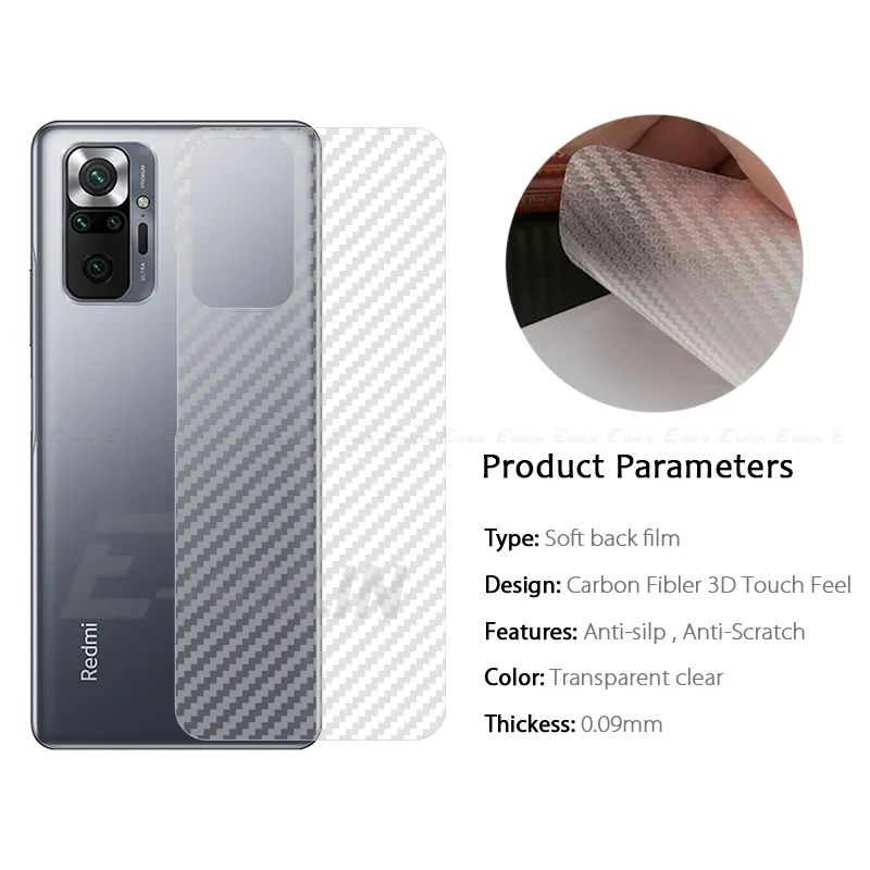 Redmi Note 12 Carbon Fiber Pattern Transparent Back Protective Sheet