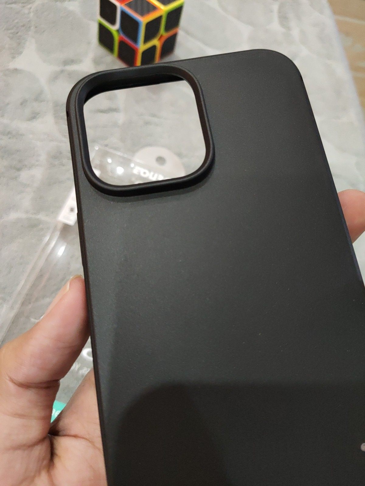 EOURO iPhone 14 Pro Max Matte Black Camera Protection Silicone Case