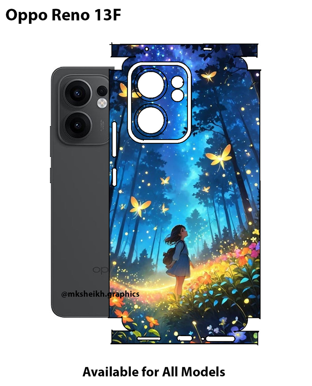 Oppo Reno 13F Print Back Full Body Skin Wrap