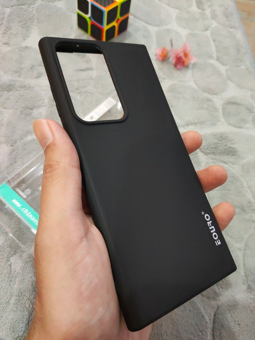 EOURO Samsung S23 Ultra Matte Black Camera Protection Silicone Case