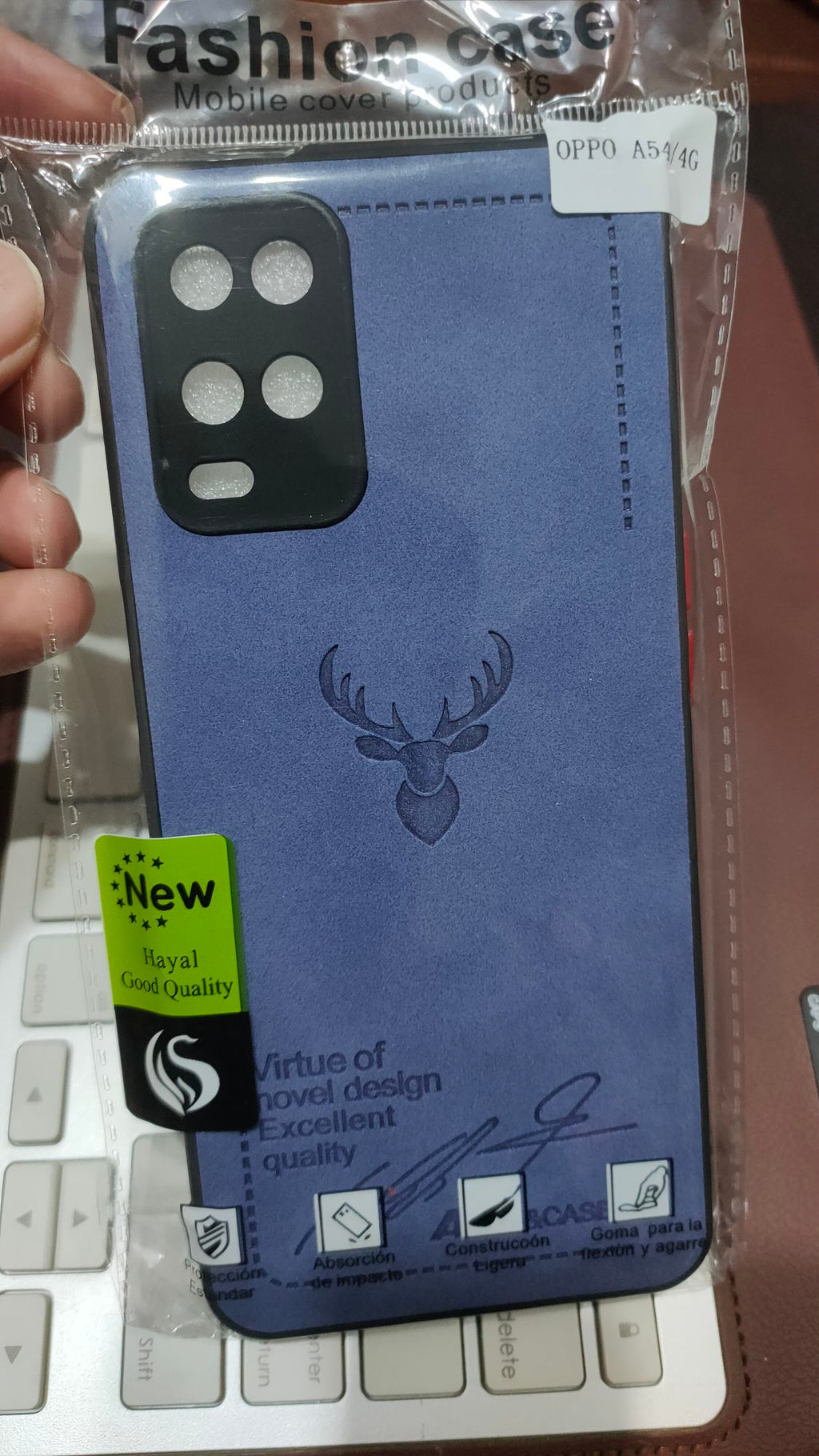 Oppo A54 4G Premium Quality PU Leather Fabric Camera Protection Back Cover