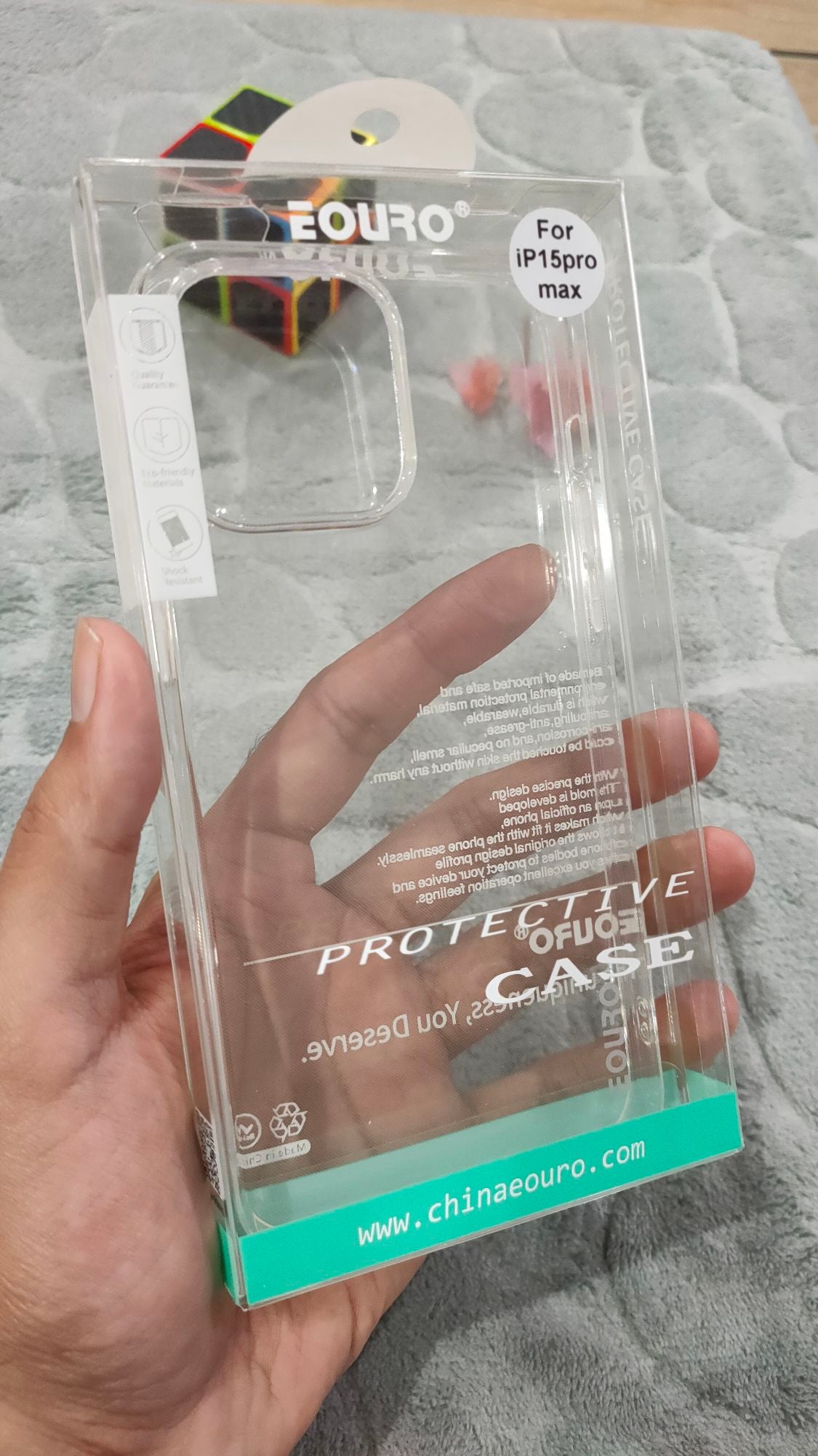 EOURO iPhone 15 Pro Max Clear Camera Protection Silicone Case
