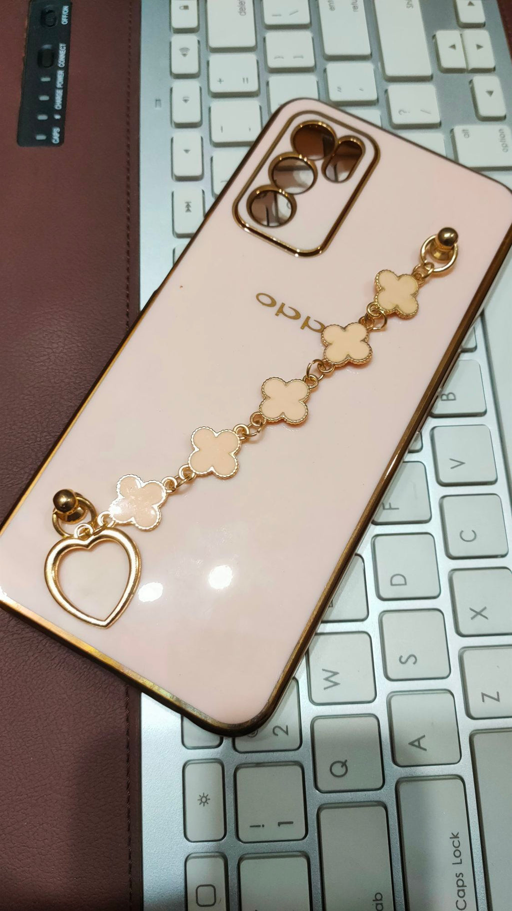 Oppo A16 Premium Quality Fancy Metal Chain Soft Silicone Back Cover