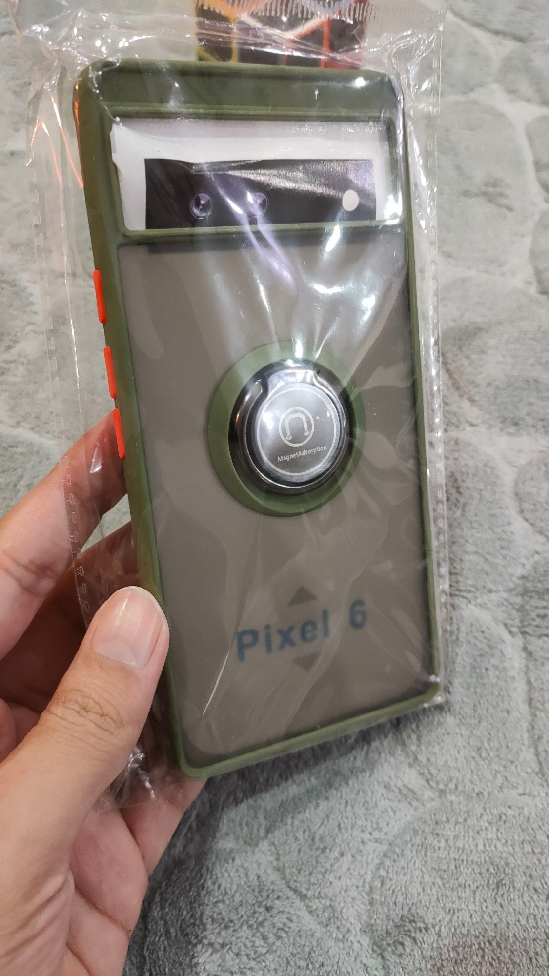 Google Pixel 6 Pro Shockproof Color Buttons Magnetic Ring Holder Back Case