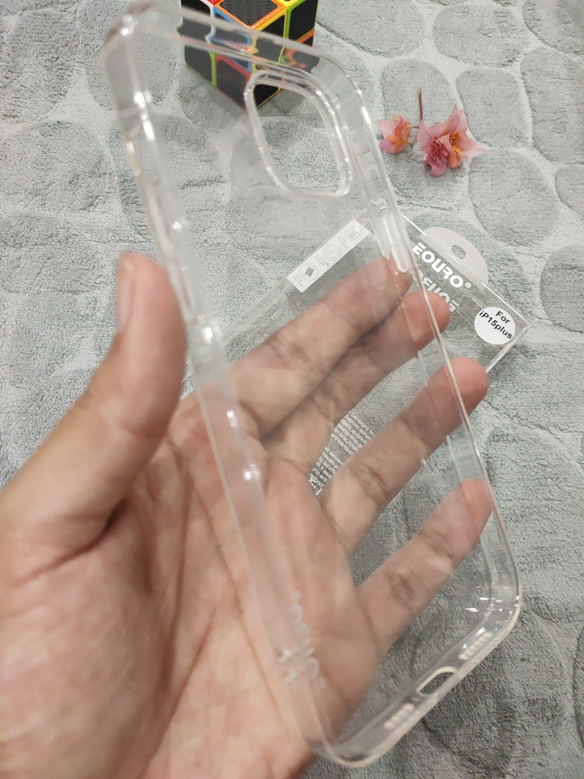 EOURO iPhone 15 Plus Clear Camera Protection Silicone Case