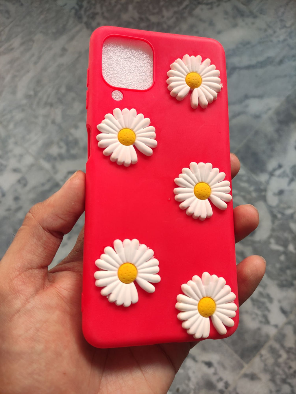 Samsung A22 4G Fancy Soft Silicone 3D Flowers Back cover