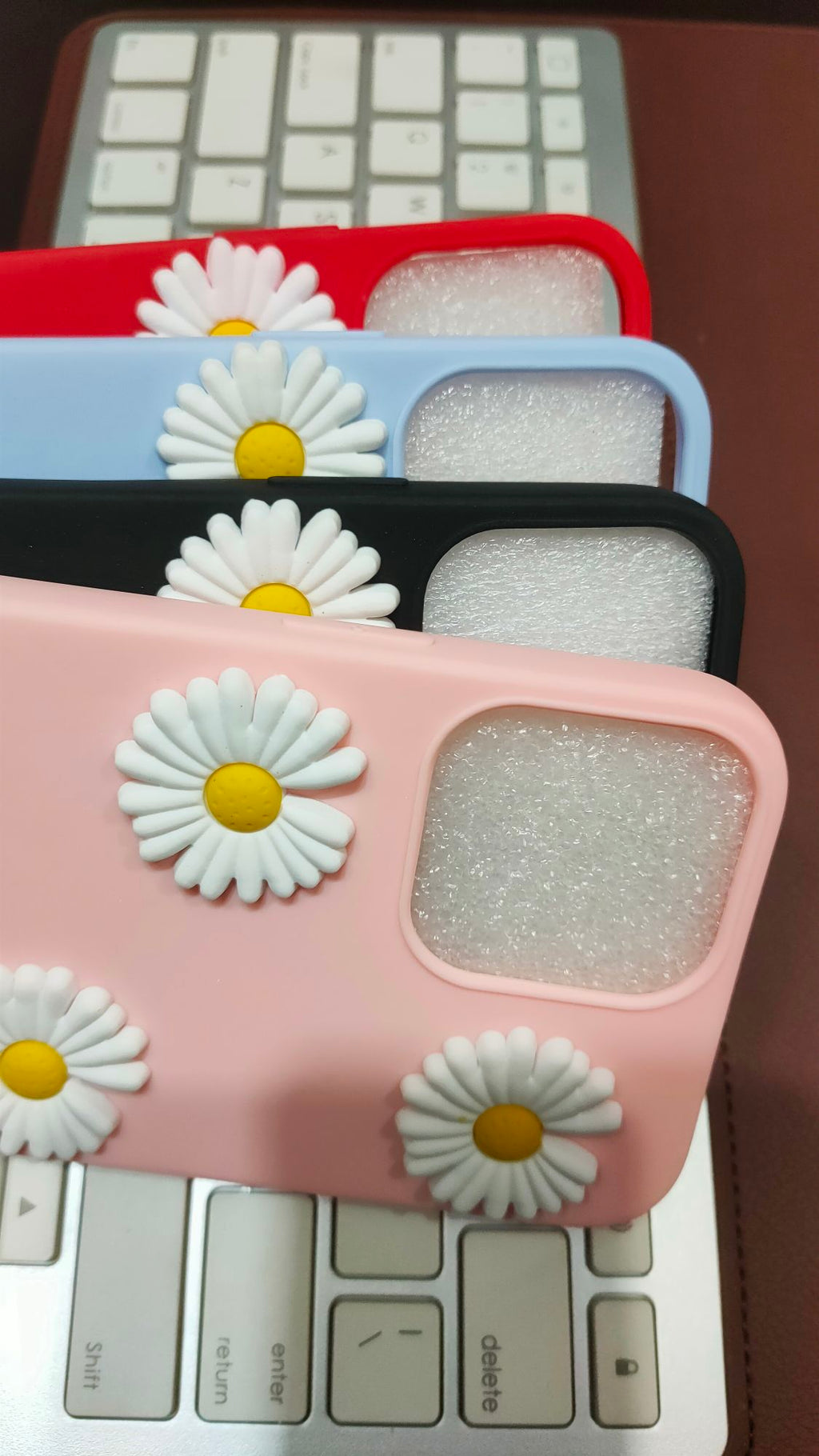 iPhone 13 Pro Max Liquid Silicone 3D Flowers Fancy Back Cover