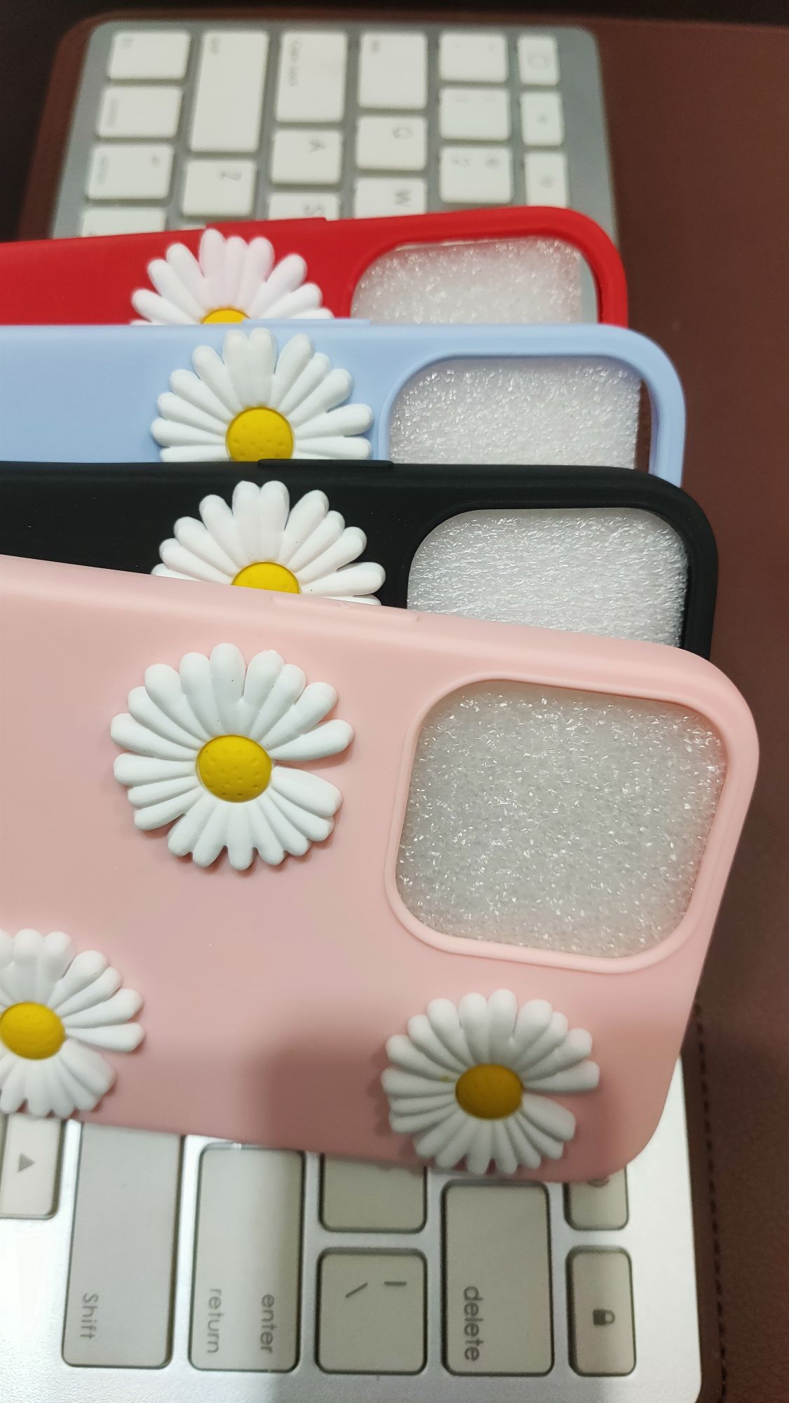 iPhone 13 Pro Max Liquid Silicone 3D Flowers Fancy Back Cover