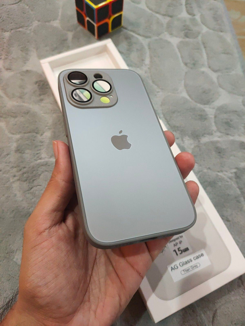 iPhone 15 Pro AG Glass Titanium Grey Camera Lens Case