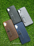 Samsung Galaxy A05 Soft Silicone Leather Design Dual Kickstand Back Cover