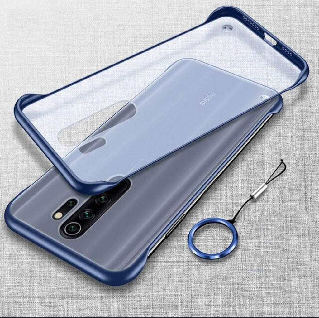 Redmi Note 8 Pro Cover Luxury Frameless Transparent Matte Back Cover With Finger Ring