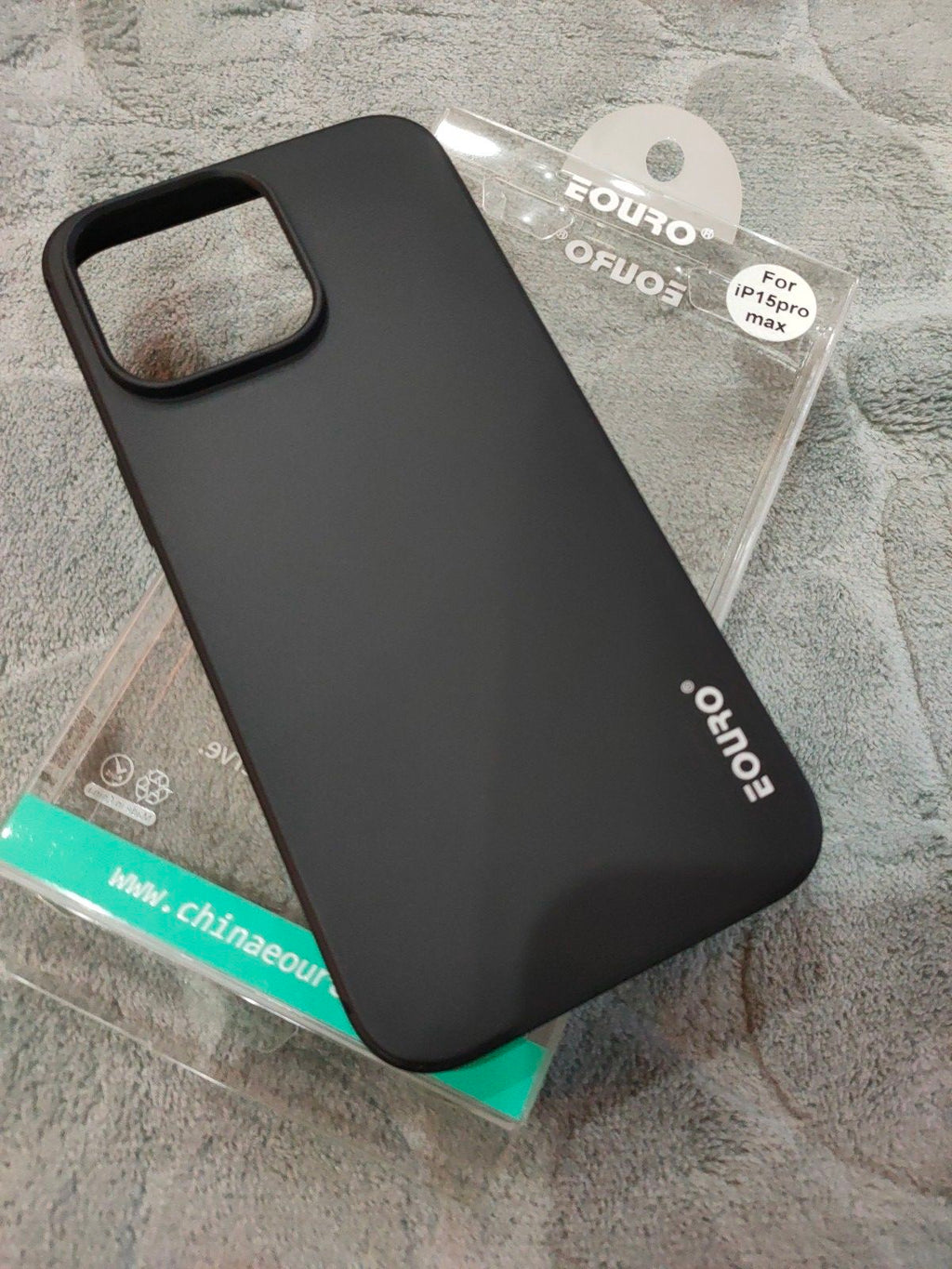 EOURO iPhone 15 Pro Max Matte Black Camera Protection Silicone Case