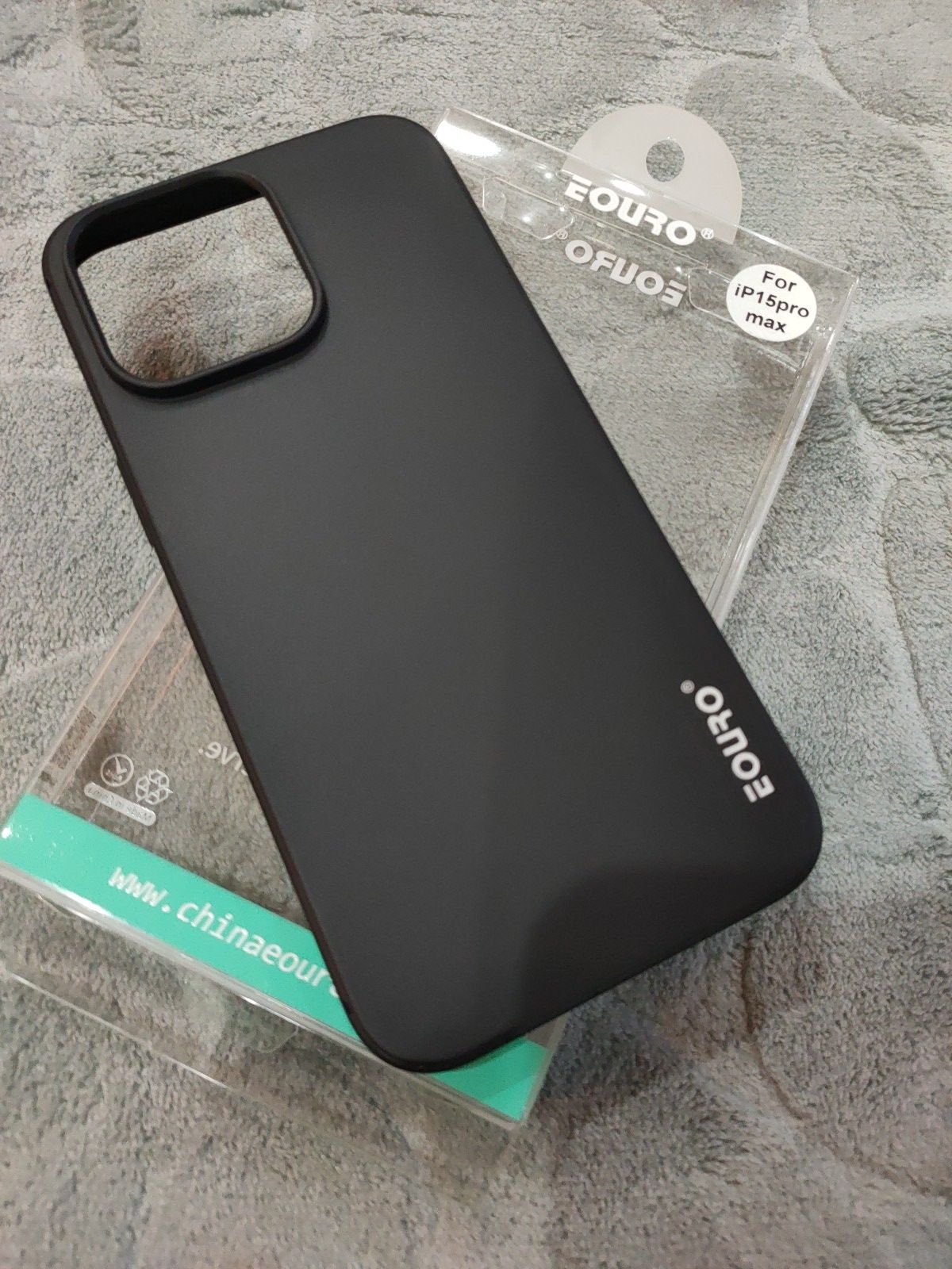EOURO iPhone 15 Pro Max Matte Black Camera Protection Silicone Case