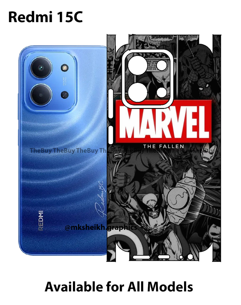 Redmi 15C 4G Full Body Print Back Skin Wrap