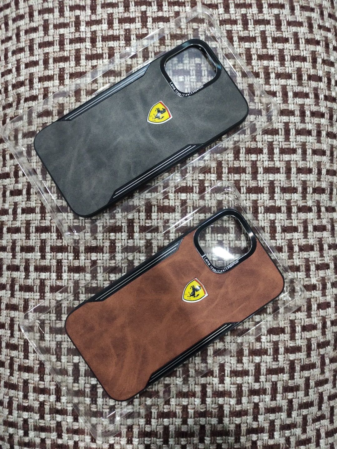 iPhone 12/12 Pro 6.1" Premium Quality Leather Texture Ferrari Back Cover