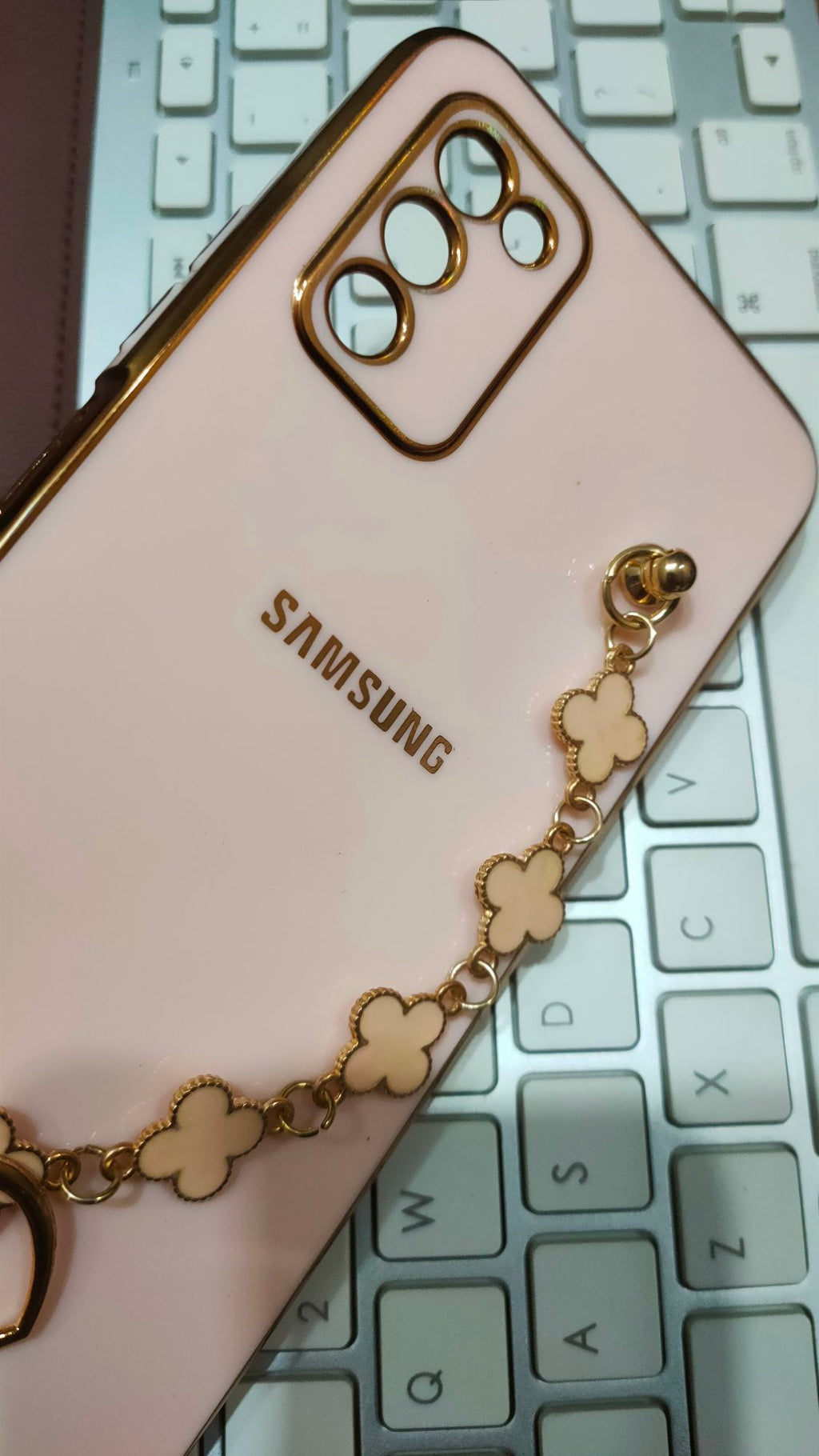 Samsung A03s Premium Quality Fancy Metal Chain Soft Silicone Back Cover