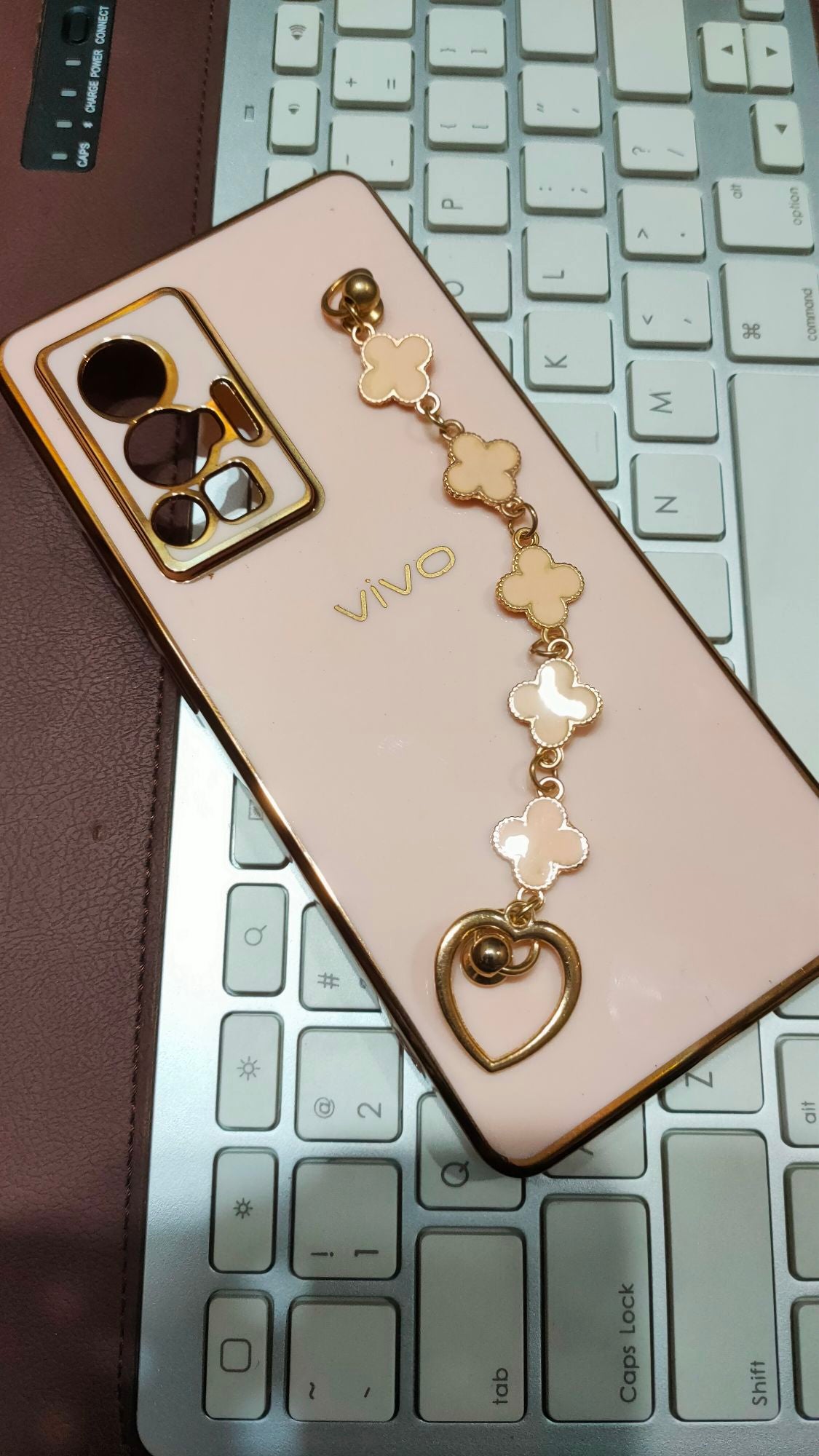 Vivo_X70 Pro Premium Quality Fancy Metal Chain Soft Silicone Back Cover