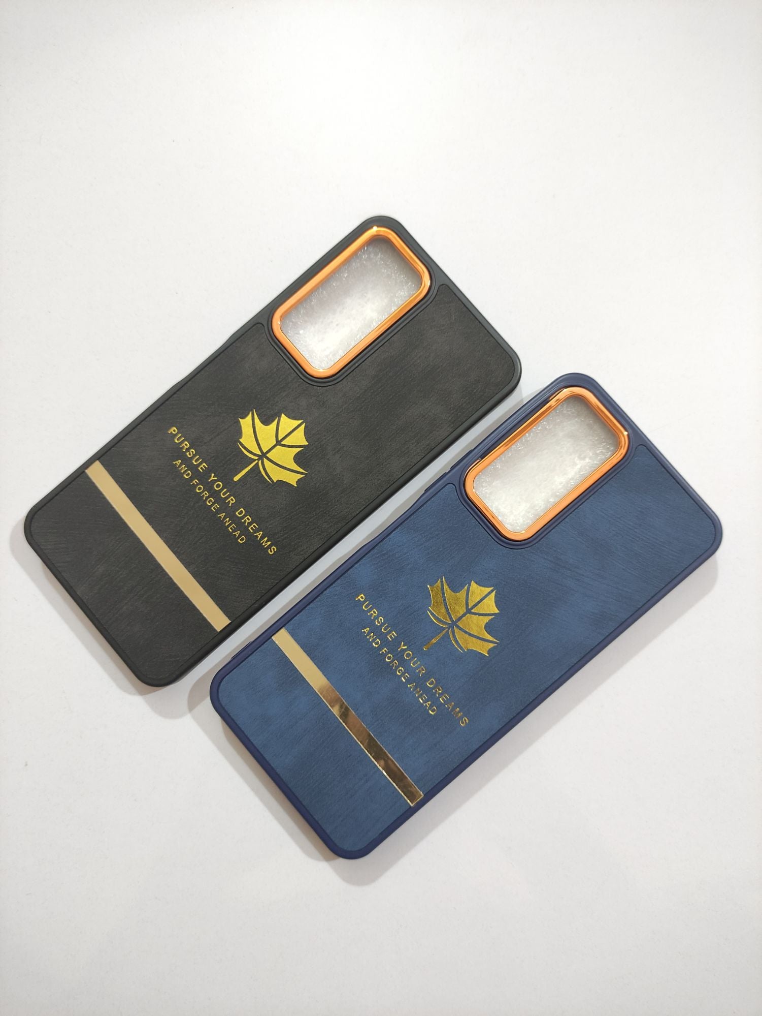 Tecno Camon 18 Soft Silicone PU leather Golden Stripe Back Cover