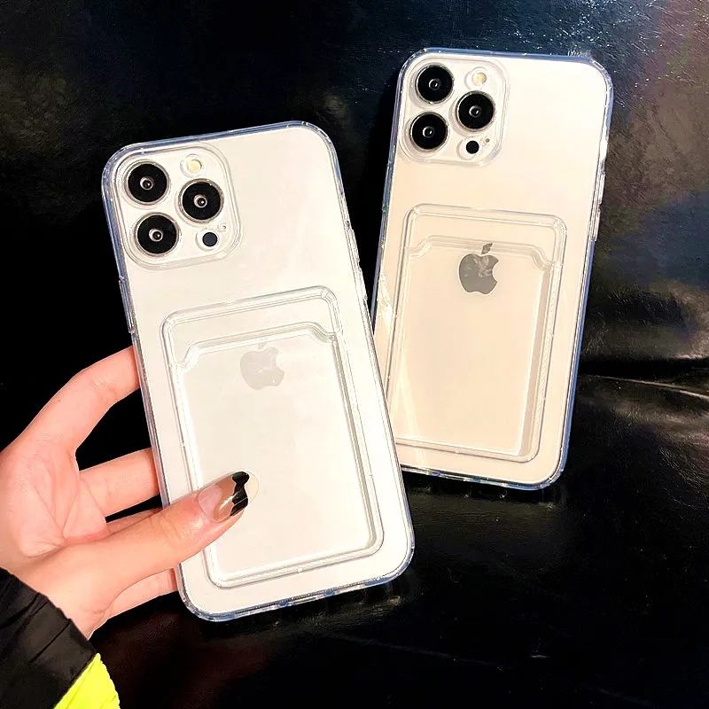 iPhone 12 Pro Max Soft TPU Clear Card Holder Back Cover