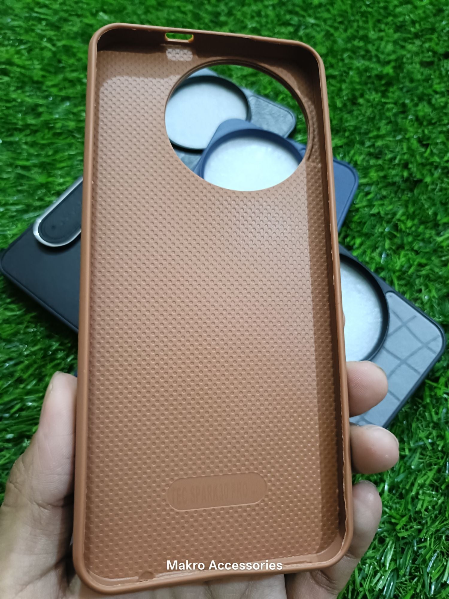 Tecno Spark 30 Pro Soft Silicone Leather Design Dual Kickstand Back Cover