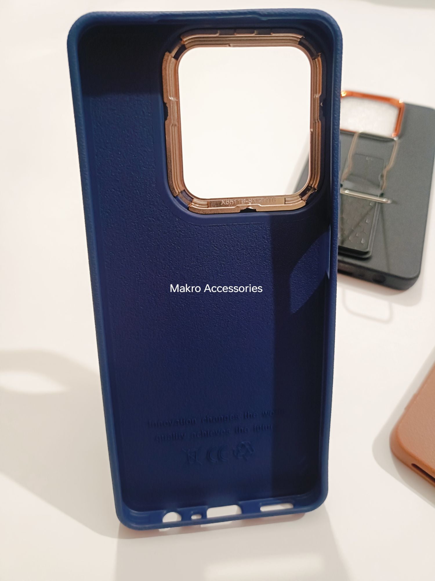 Oppo A3X Soft Silicone Leather Tecture Design Kickstand Back cover