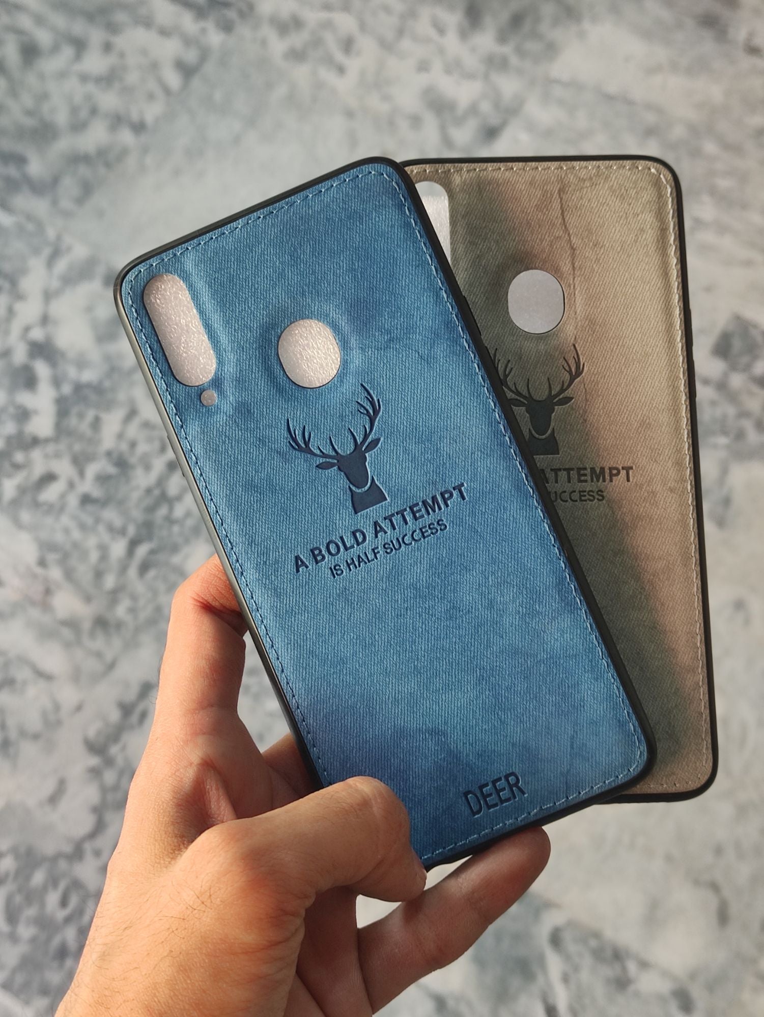 Samsung Galaxy A20s Soft Silicone Deer Fabrics Cloth Back Cover