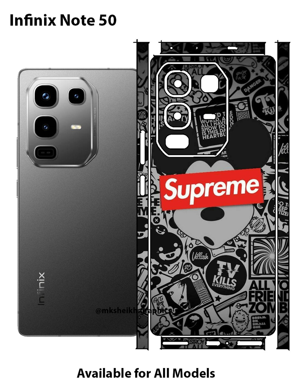 Infinix Note 50 Full Body Skin Wrap Back with Edges