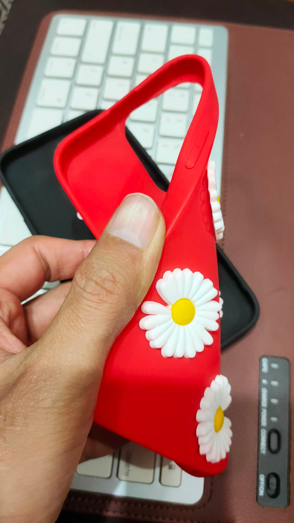 iPhone 13 Pro Liquid Silicone 3D Flowers Fancy Back Cover