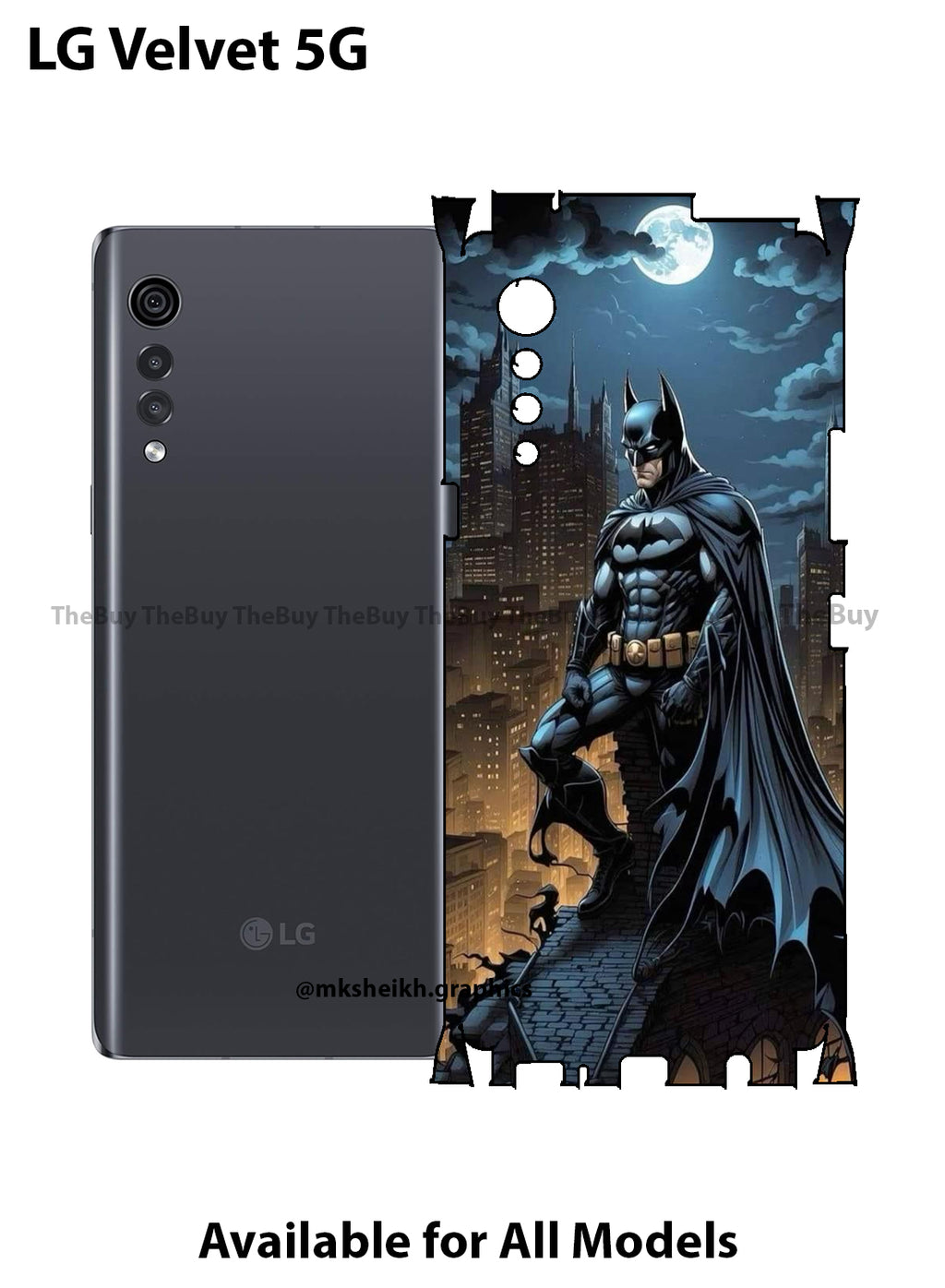 LG Velvet 5G Batman Design Full Body Skin Wrap