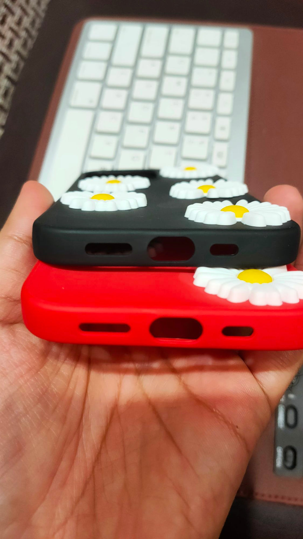 iPhone 13 Pro Liquid Silicone 3D Flowers Fancy Back Cover