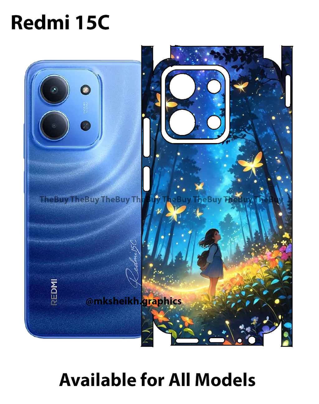 Redmi 15C 4G Full Body Print Back Skin Wrap