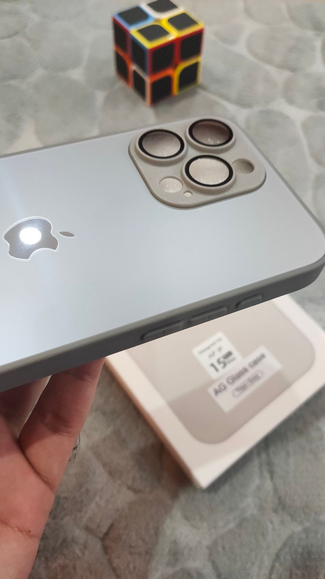 iPhone 15 Pro Max AG Glass Titanium Grey Camera Lens Case