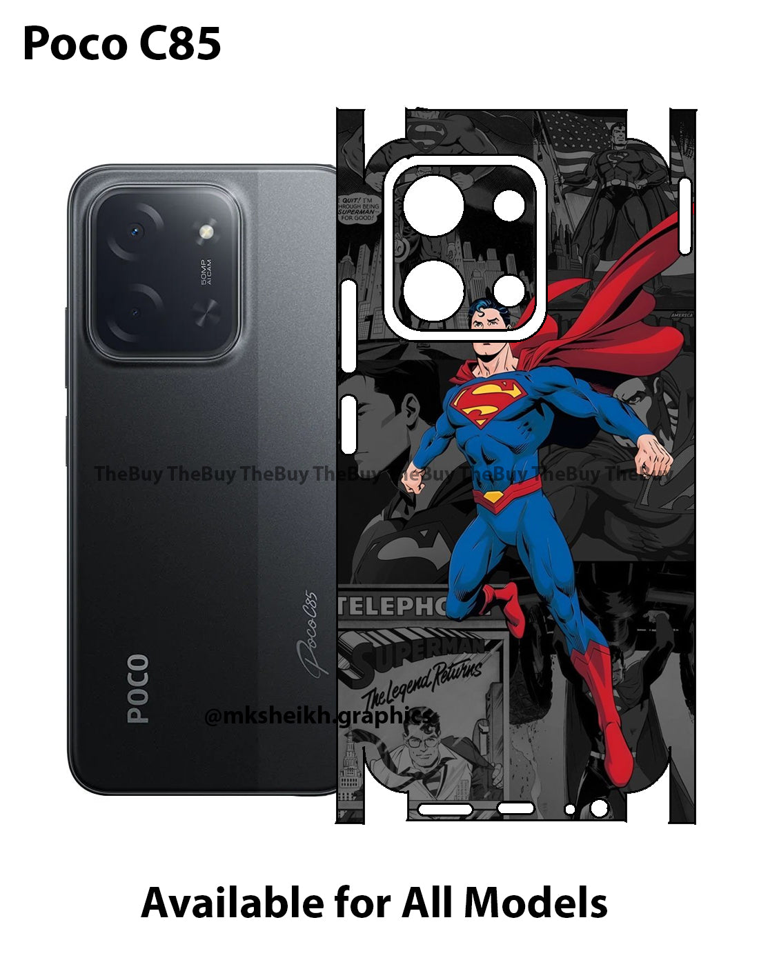 Poco C85 Full Body Print Back Skin Wrap