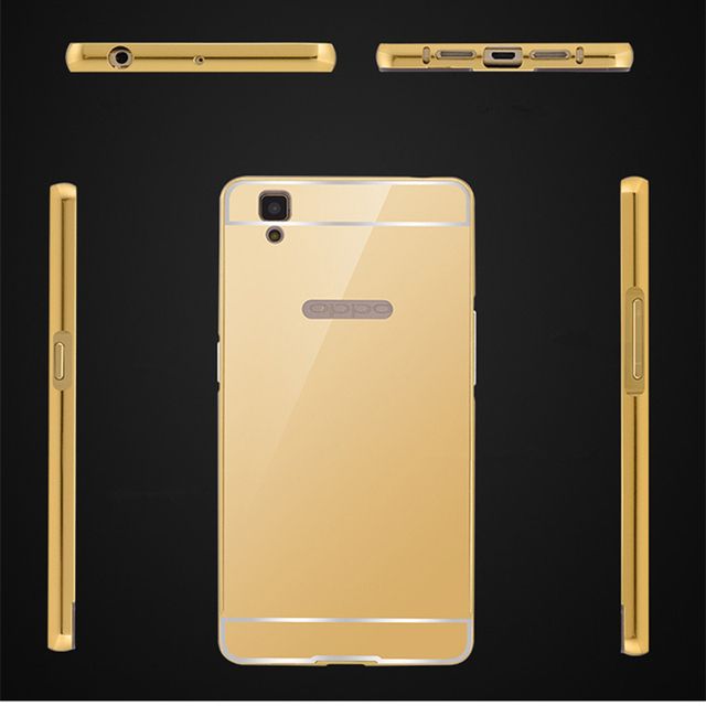 Oppo R7 S Aluminium Frame Gold Plated Mirror Back Cover