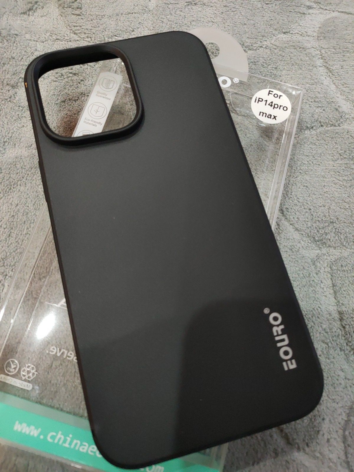 EOURO iPhone 14 Pro Max Matte Black Camera Protection Silicone Case