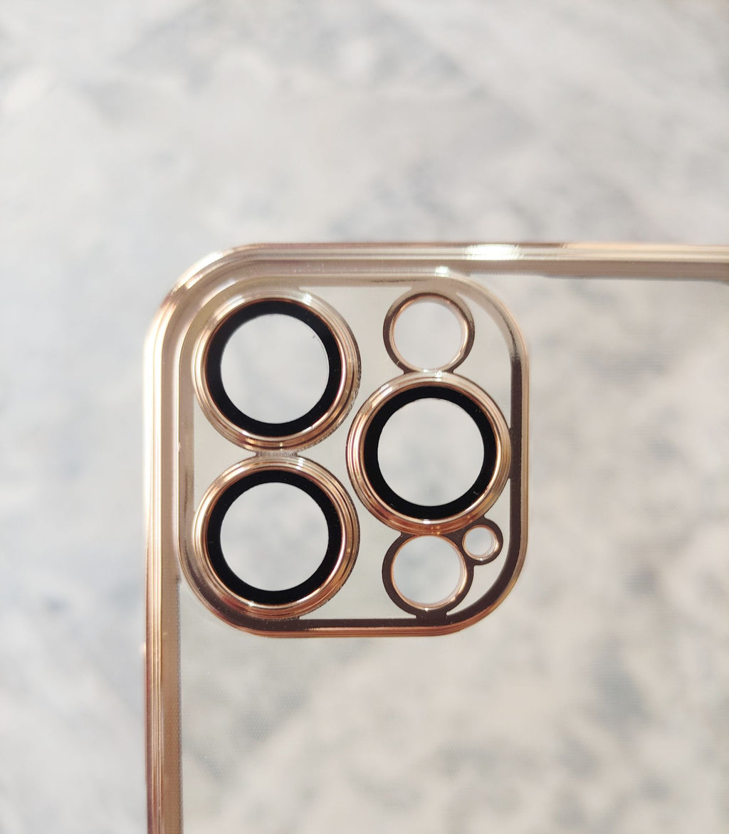 iPhone 13 Pro Max Soft Camera Lens Protection Gold Plated Clear TPU Premium Cover