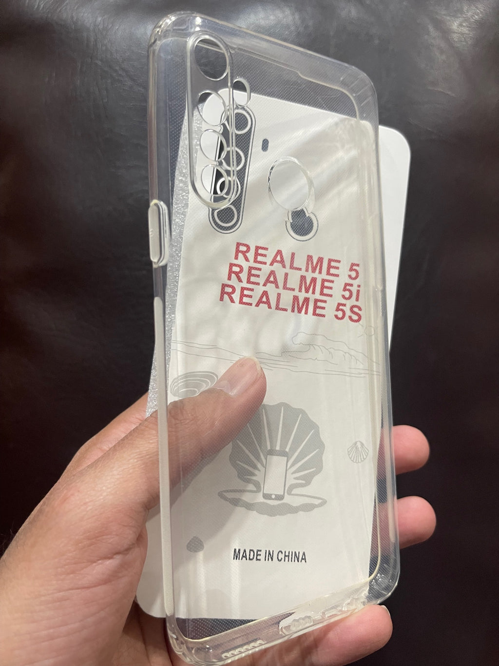Realme_5/5i/5s Cover HD Transparent Dust Plug Back Case