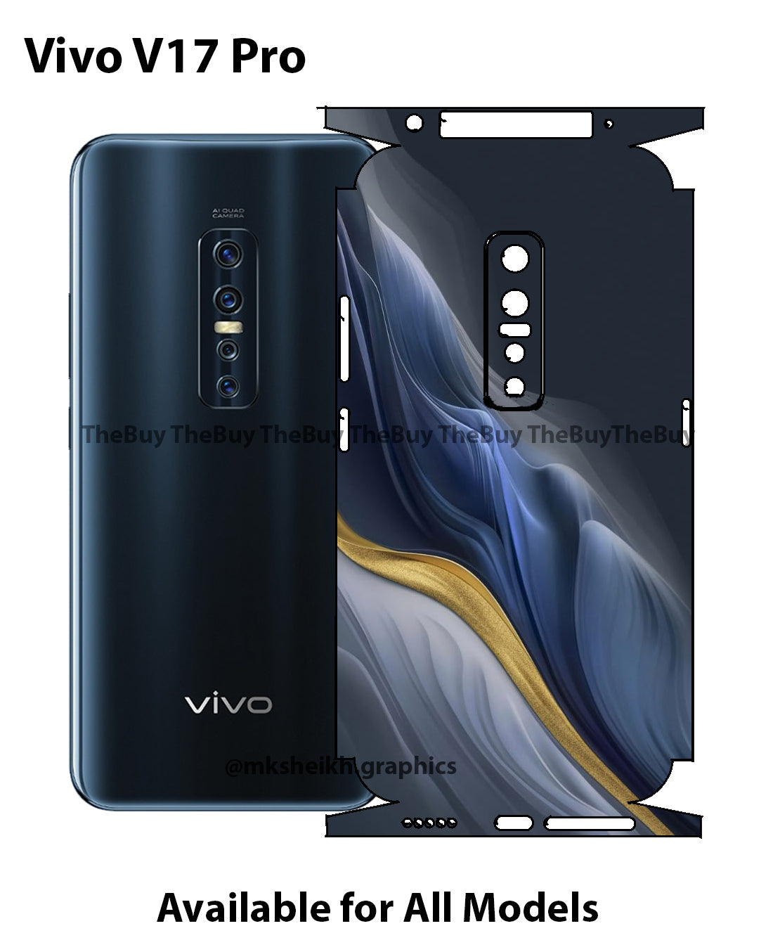 Vivo V17 Pro Print Back Full Body Skin Wrap